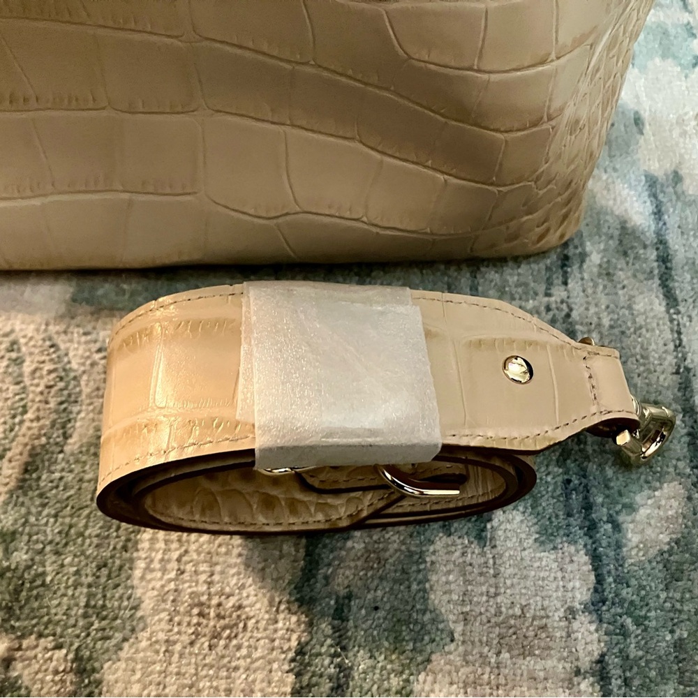 Brahmin Cream Crocodile-Embossed Shoulder Bag - Picture 8 of 14